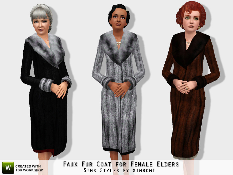 The Sims Resource - Faux Fur Coat for Elder Female