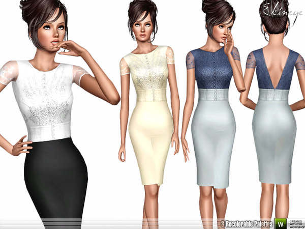 The Sims Resource - Crochet Lace Bodycon Dress