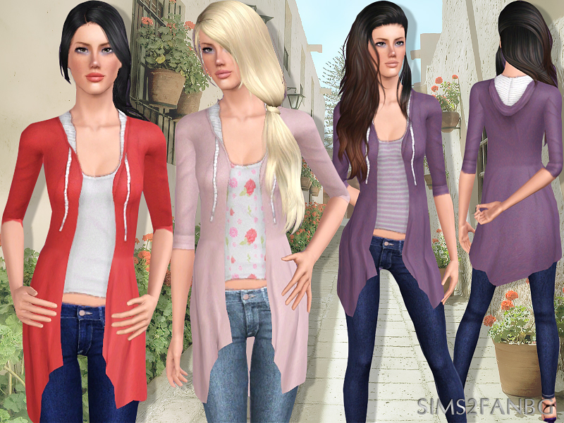 The Sims Resource - 398 - Long sweatshirt with top and jeans