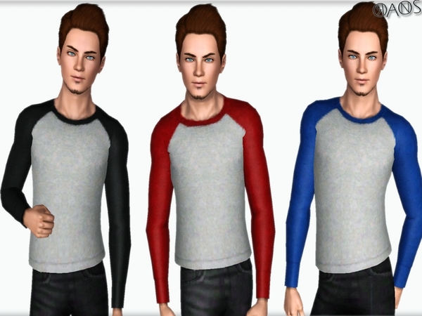 The Sims Resource - Jump Baseball Crew Neck Top