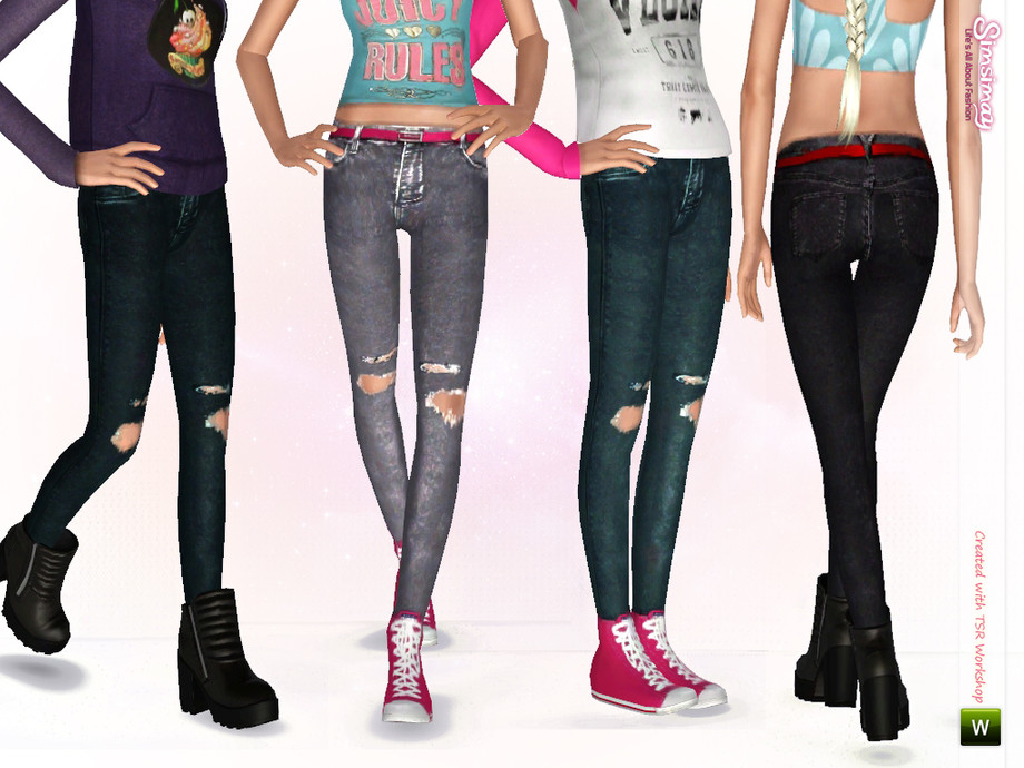 The Sims Resource - Teen Ripped Jeans