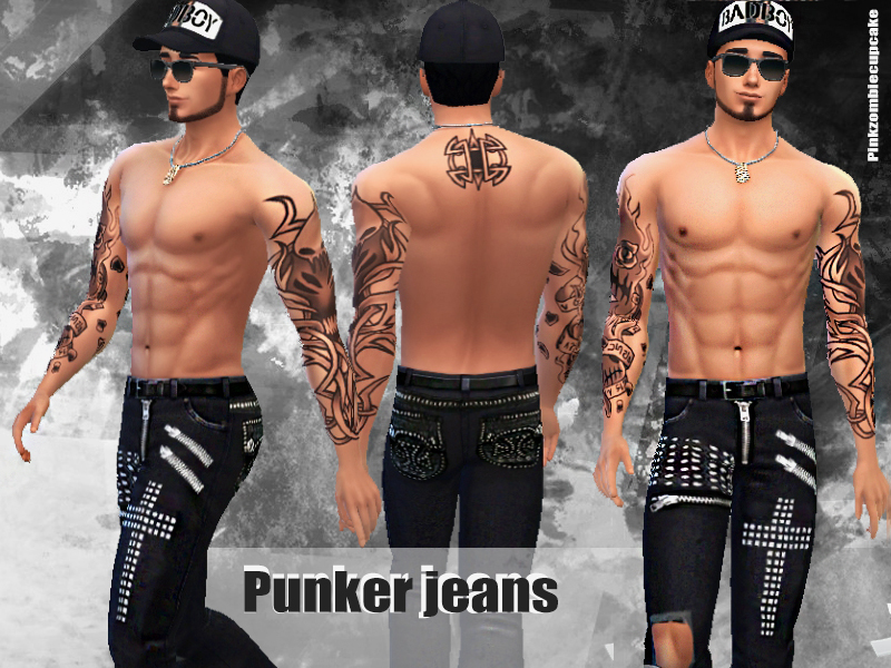 The Sims Resource - Black punker male jeans