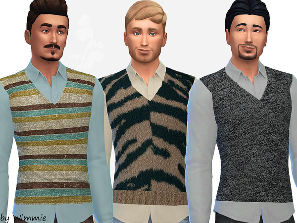 The Sims Resource - Untucked Shirt with Sweater Vest