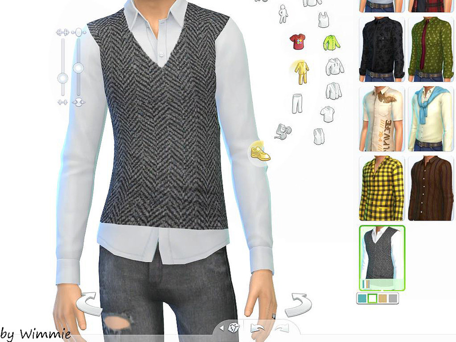 The Sims Resource - Untucked Shirt with Sweater Vest