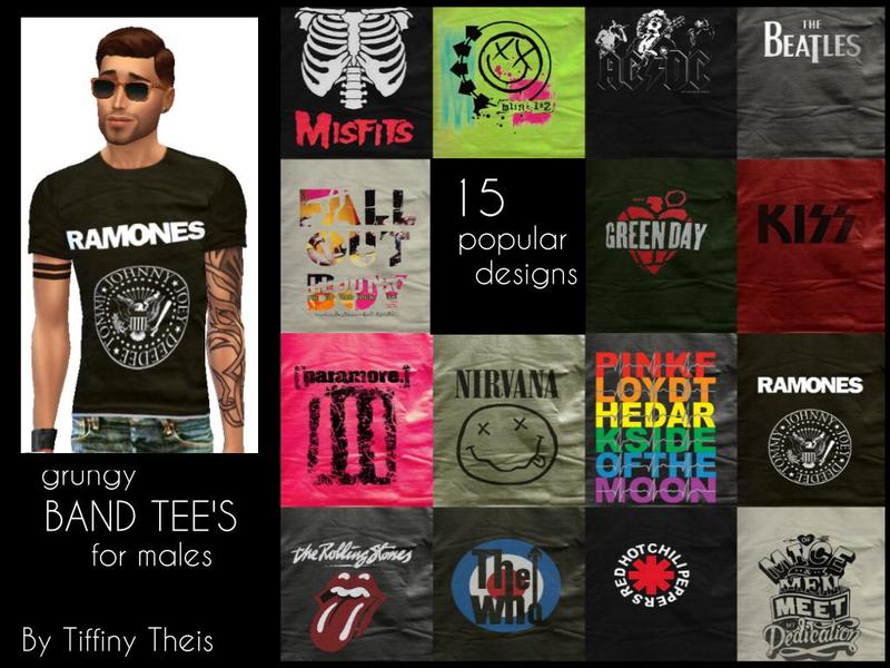 The Sims Resource - Classic Band Tees for men!