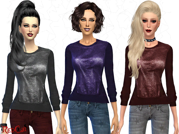 The Sims Resource - Snake Leather Sweater