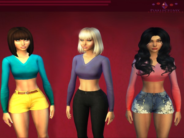 The Sims Resource - Long Sleeve Crop Tops