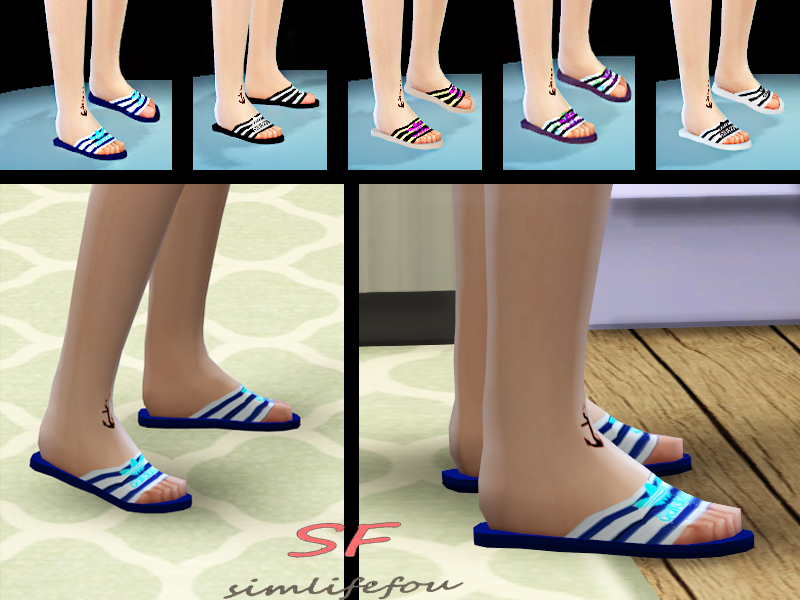 The Sims Resource - Adidas Adilette Flip Flops For Women