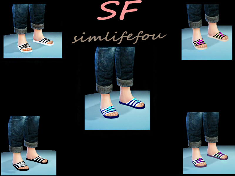 The Sims Resource - Adidas Adilette Flip Flops For MEN