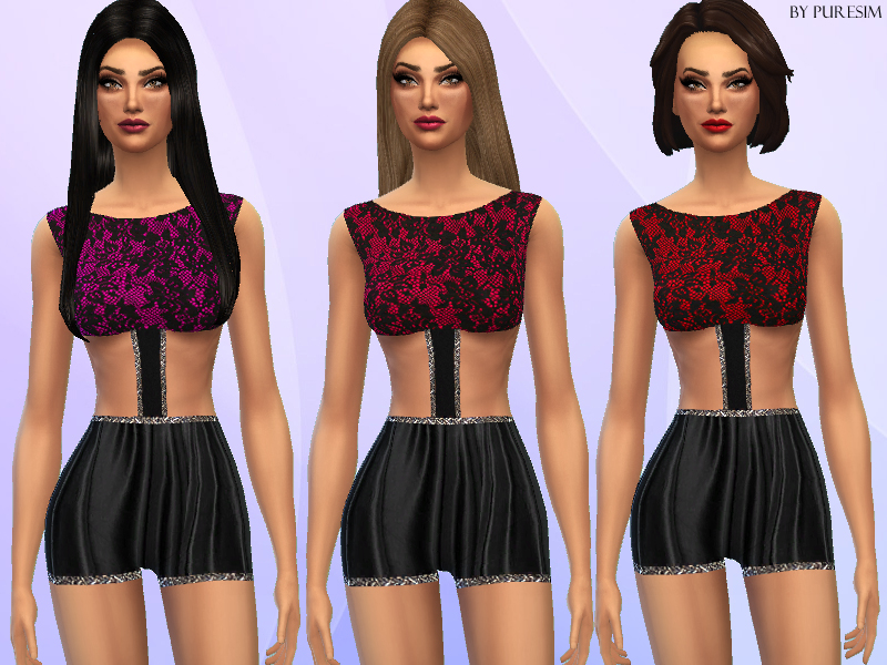 The Sims Resource - Lace & Leather Bodysuit
