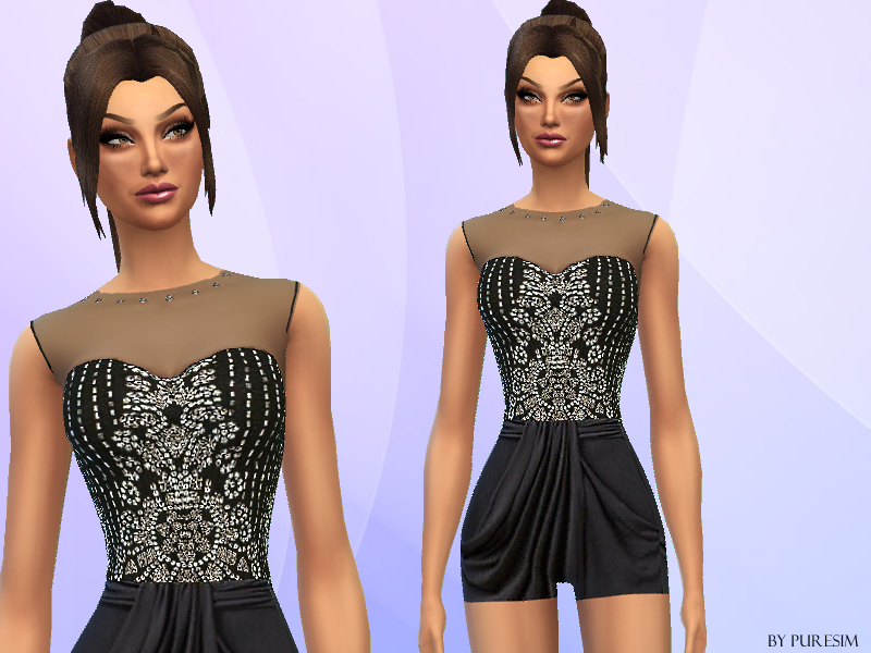 The Sims Resource - Embellished & Draped Bodysuit