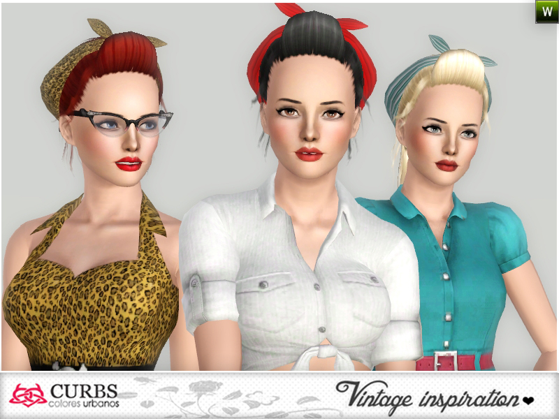 The Sims Resource - My everyday Pinup Hairstyle with bandana