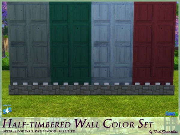 The Sims Resource - Half-timbered Upper Floor Wall Wood fullfilled - Color