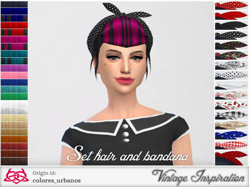 The Sims Resource - Set retro / alternative hair / bandana