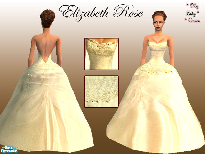 The Sims Resource - Elizabeth Rose Bride Gown - Ivory