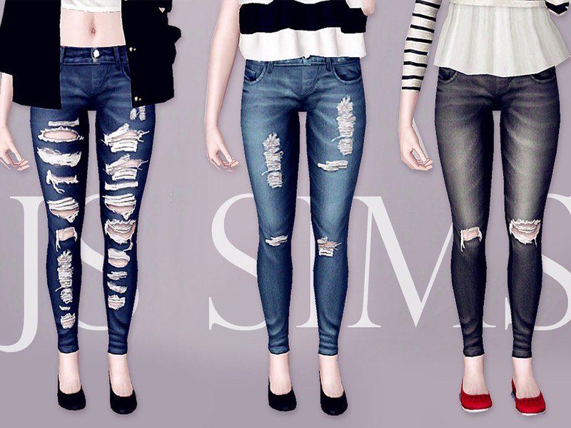 The Sims Resource - Denim Ripped Jeans
