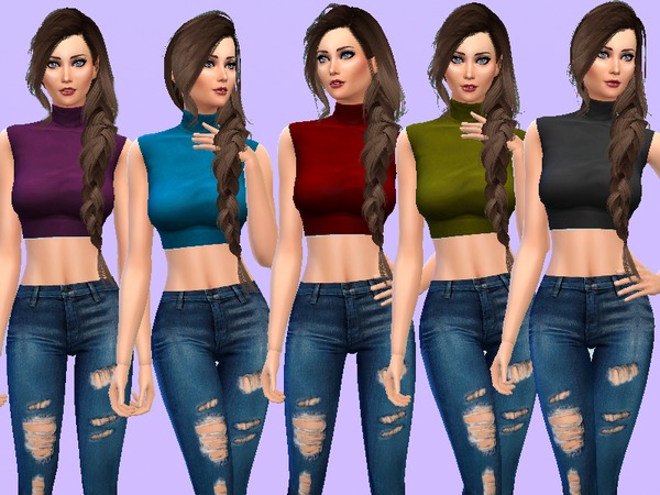 The Sims Resource - High Neck Crop Top