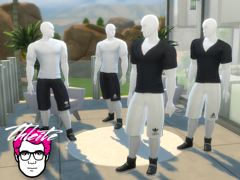 The Sims Resource - Adidas Shorts (B&W)