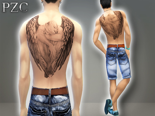 The Sims Resource - Eagle upper back tattoo