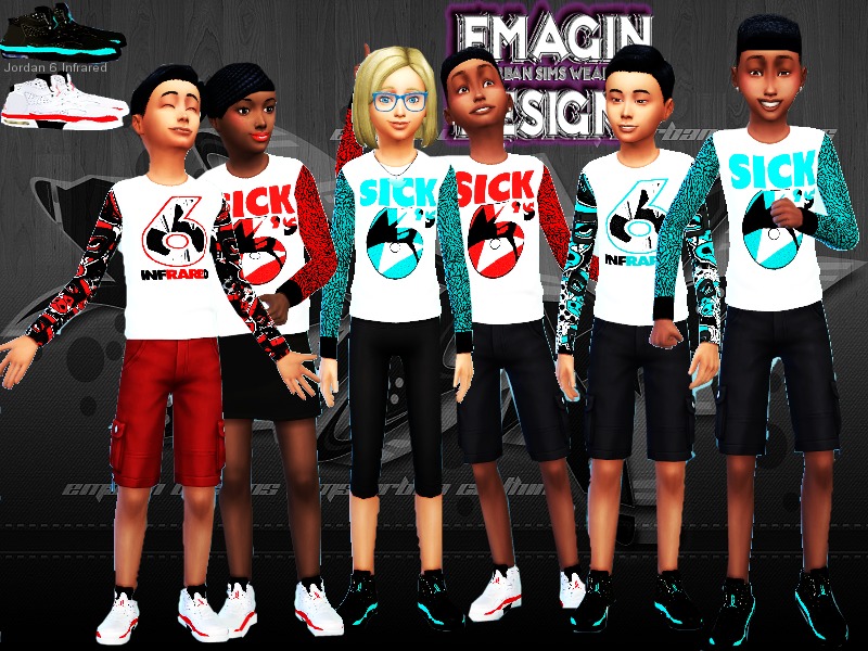 The Sims Resource - B&G's Jordan 6 Infrared Sweaters & Shoes