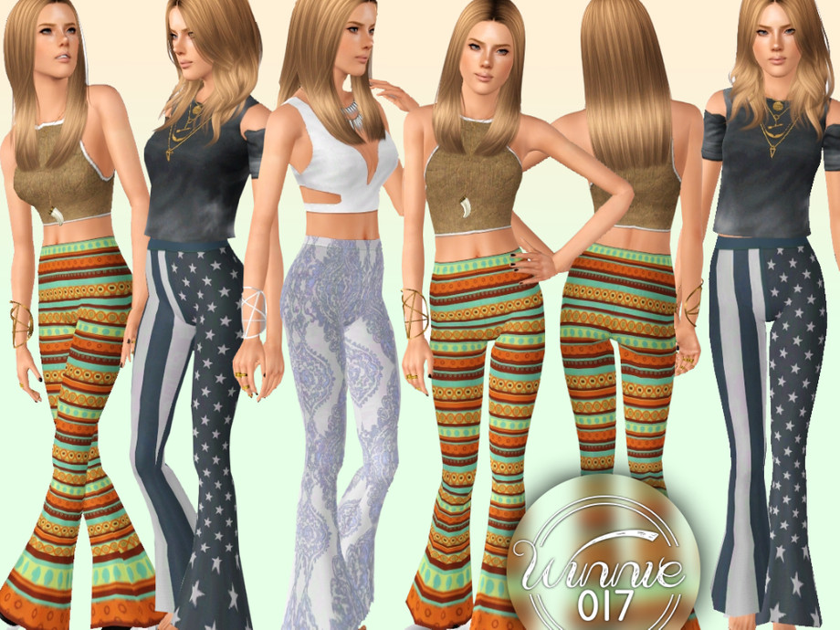 The Sims Resource - Boho Printed Flares