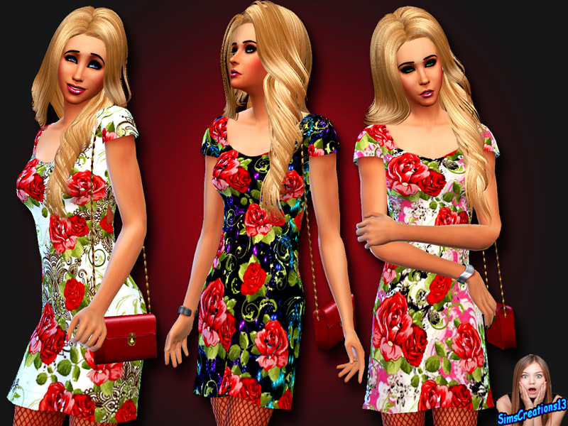 The Sims Resource - Red Roses Dress