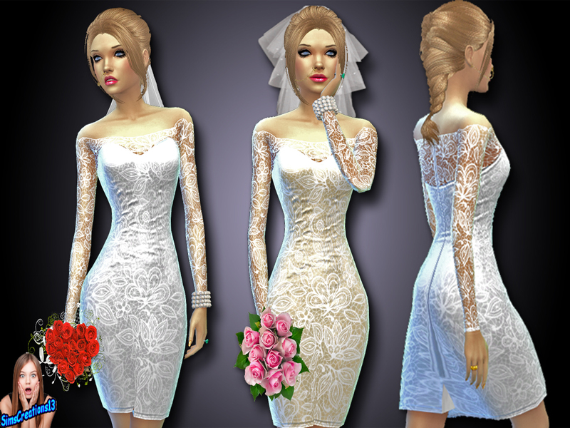 The Sims Resource - Short Wedding Dress Set 1