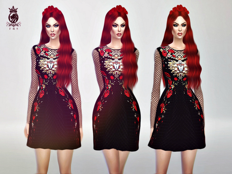 The Sims Resource - Red Roses Dress (D&G)