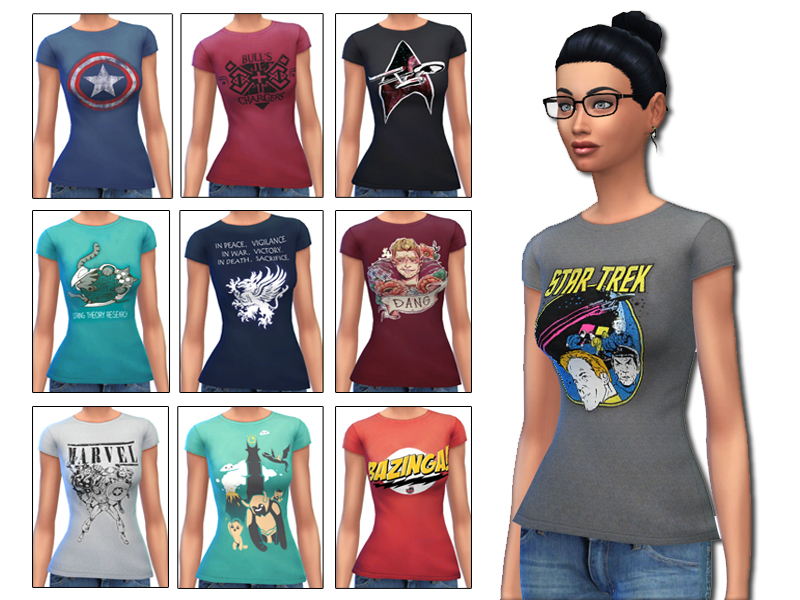 The Sims Resource - Female Geeky Tshirts