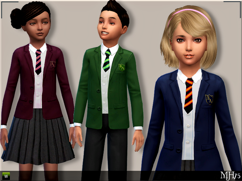The Sims Resource - S4 Child School Uniforms (M+F)