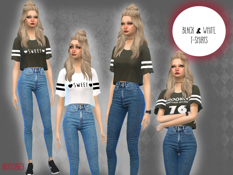 The Sims Resource - Black And White T-Shirts