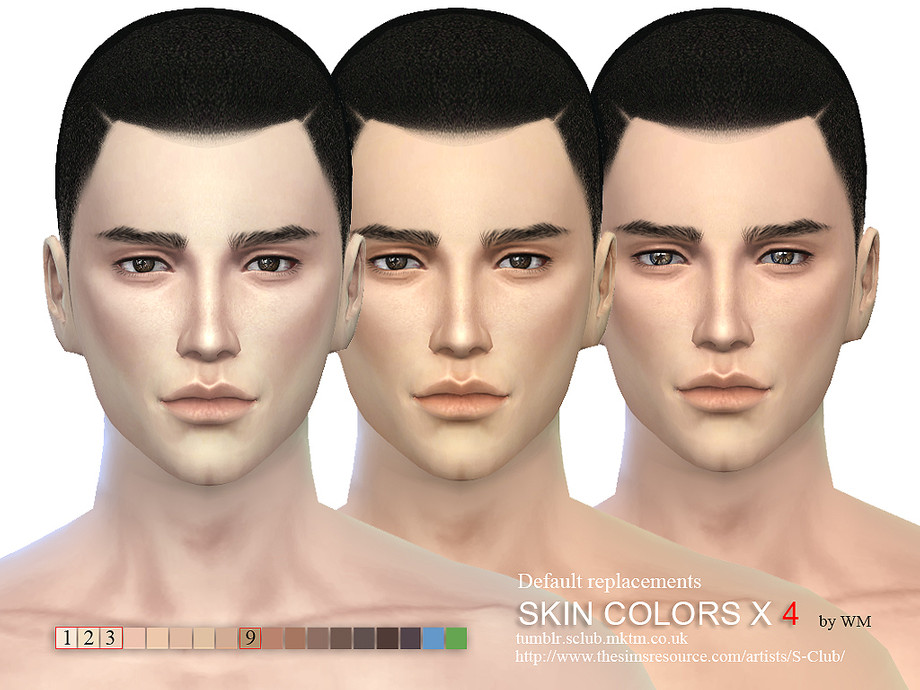 The Sims Resource - S-Club WM ts4 skin cas colors x 4 default replacement