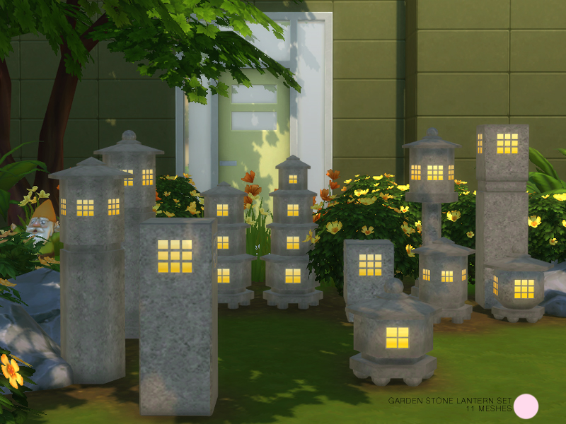 The Sims Resource - Garden Stone Lantern Set