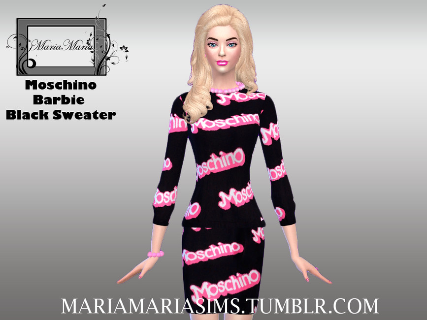The Sims Resource - MariaMaria Moschino Barbie Black Sweater