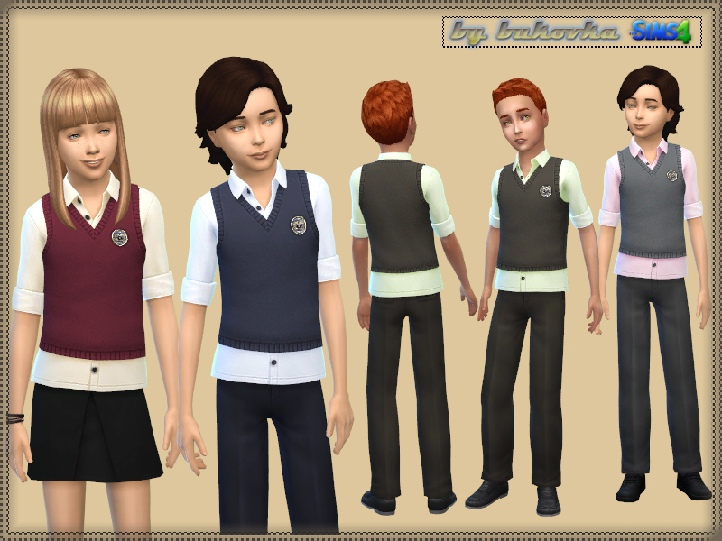 The Sims Resource - Shirt Vest School Uniform