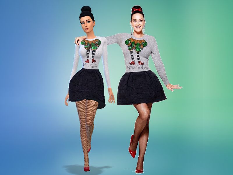 The Sims Resource - Katy Perry's Selfie Elfie dress from H&M