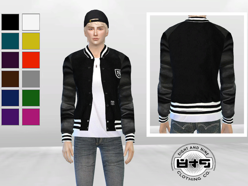 The Sims Resource - Leather Sleeves Baseball Jacket