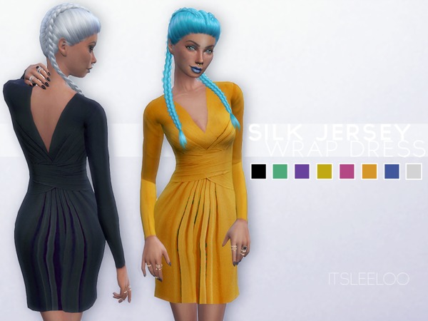 The Sims Resource - Silk Jersey Wrap Dress