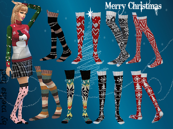 The Sims Resource - Christmas Pattern Socks Pack