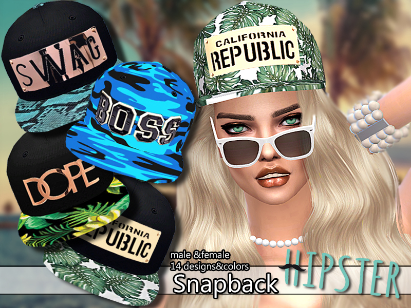 The Sims Resource - PZC_Hipster Collection Snapback 01