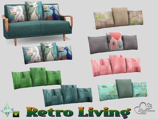 The Sims Resource - Retro Living Pillows for Loveseat