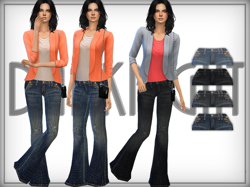 The Sims Resource - Distressed Flared Jeans