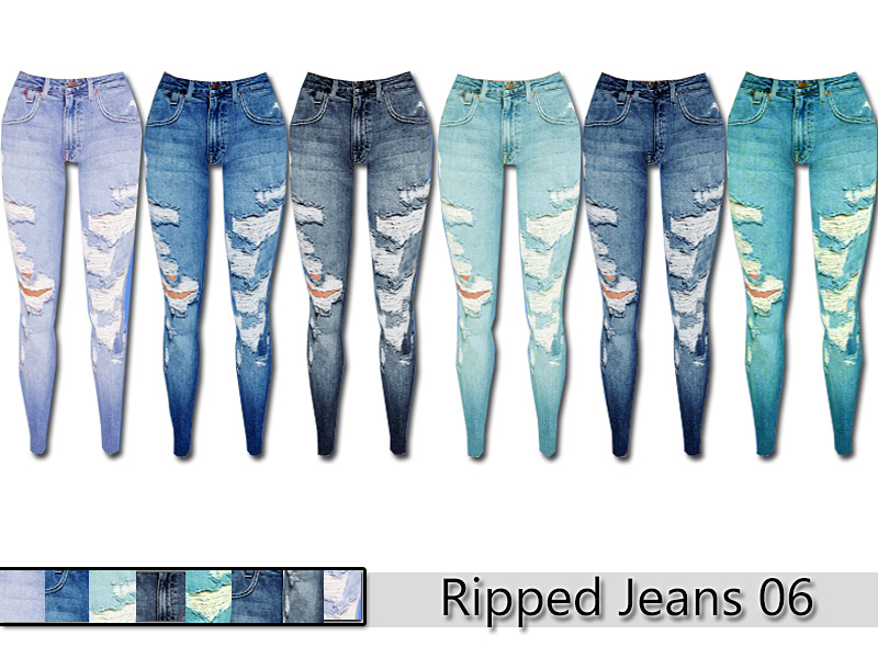 The Sims Resource - PZC_Ripped Denim Jeans 06