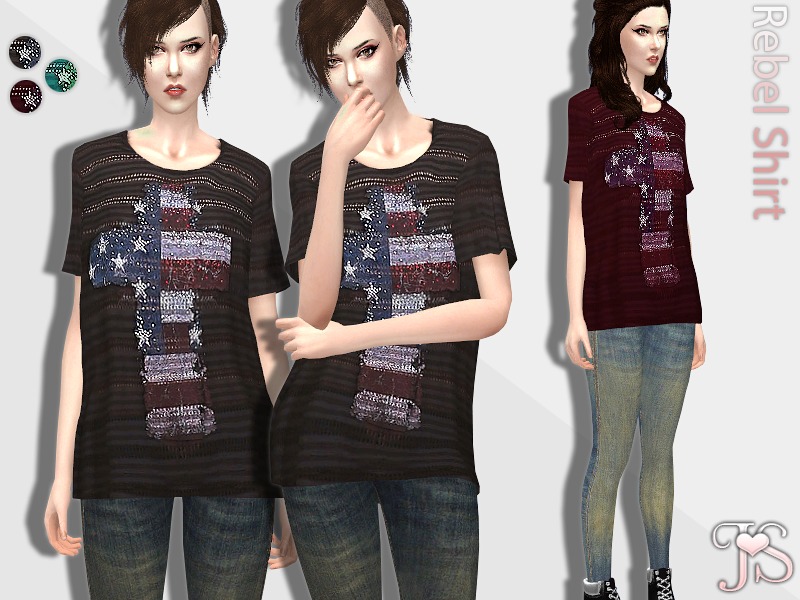 The Sims Resource - JavaSims- Rebel Baggy Shirt