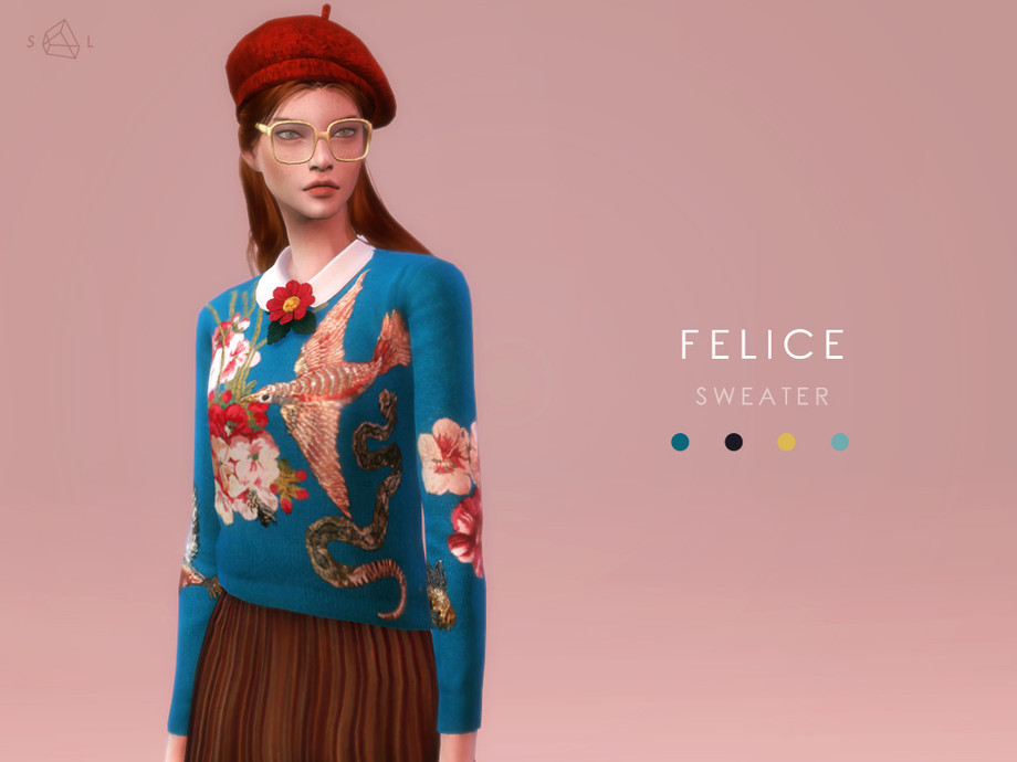 The Sims Resource - Embroidered Knit Top - FELICE