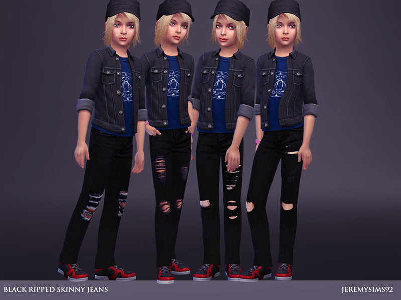The Sims Resource - Black Ripped Skinny Jeans