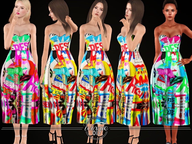 The Sims Resource - Pop Art Skater Dress