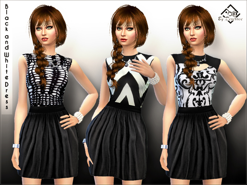The Sims Resource - Black and White Dress