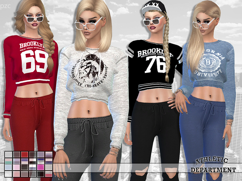 The Sims Resource - Athletic Department Sweatshirt Collection