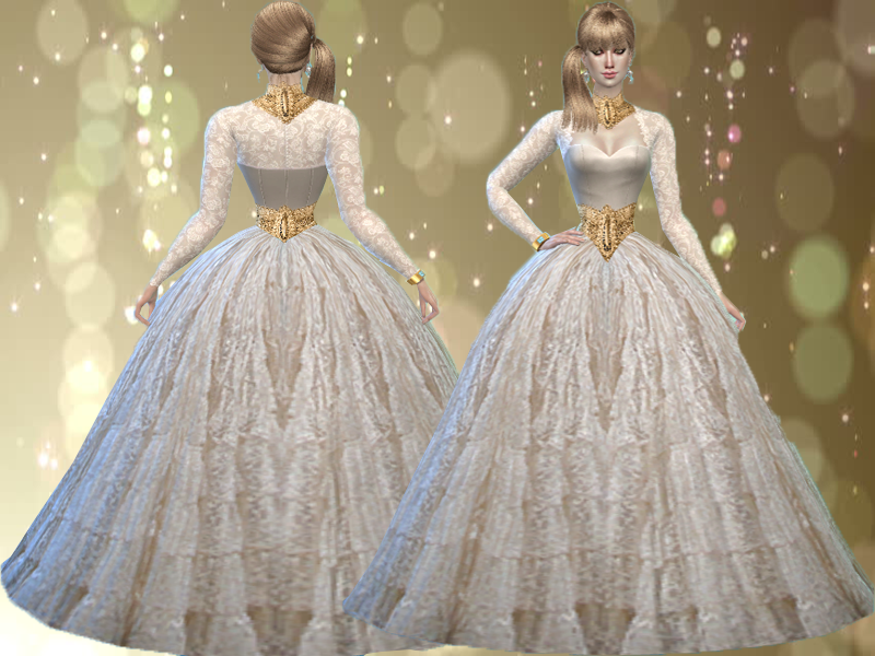 The Sims Resource - Lace off white Ball Gown-Mesh needed